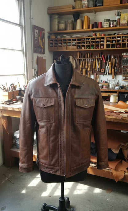 Premium Leather Trucker Jacket – Crafted for Comfort and Character PLJ 05