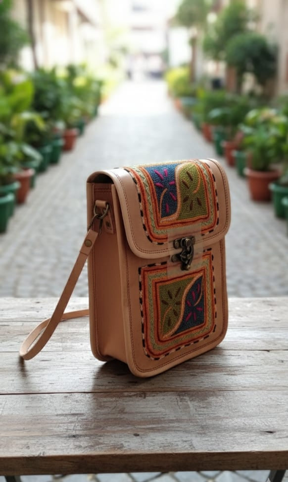 Handcrafted Rajasthani Leather Side Bag – Ethnic Charm with Modern Utility RLB 03