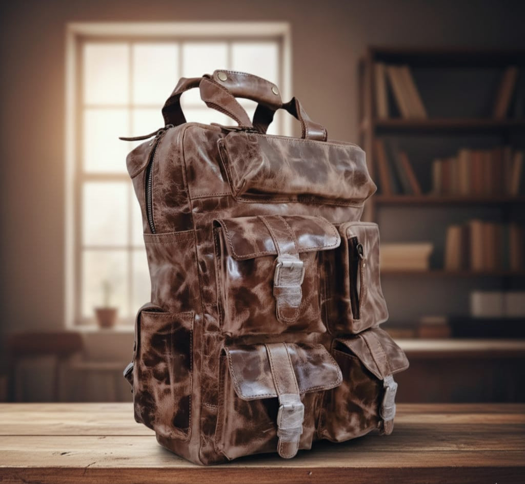 Rustique Luxe Vintage Leather Backpack – Premium Travel & Everyday Bag LBP 03