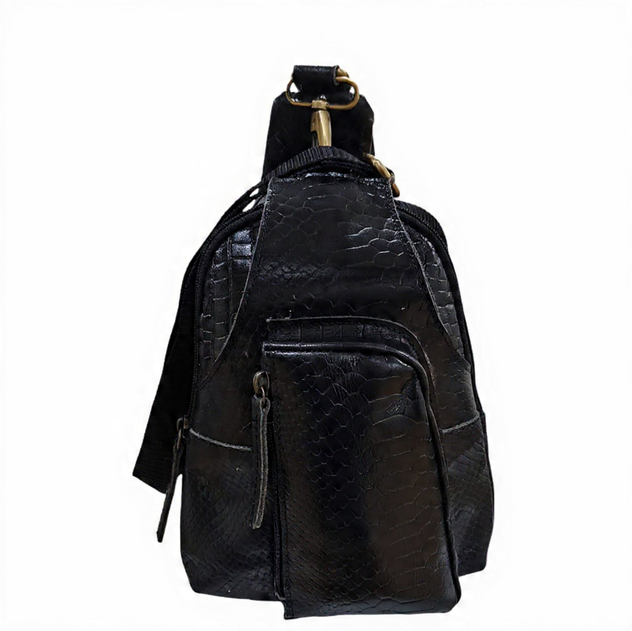 Croc Luxe Leather Chest Bag – Bold Style, Crocodile Finish LCB 02