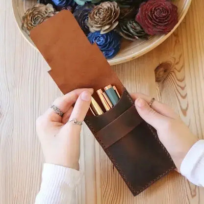 Premium Leather Pen Holder – Elegant Desk Organizer LPH 02