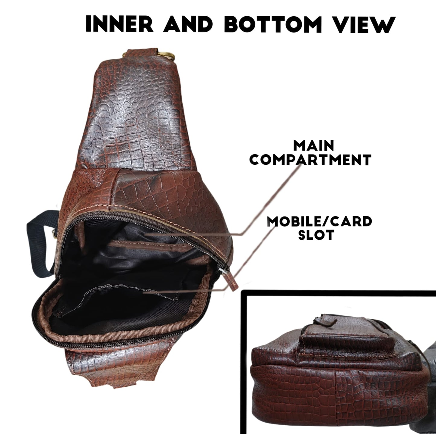 Croc Luxe Leather Chest Bag – Bold Style, Crocodile Finish LCB 02