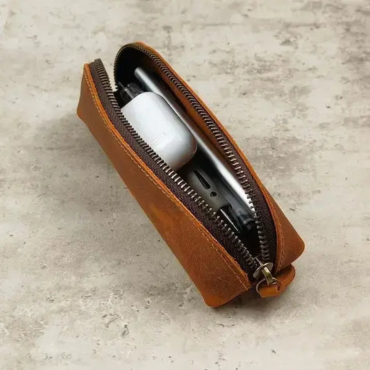 Rustique Luxe Genuine Leather Makeup & Accessories Pouch – Chic, Compact LAP 02