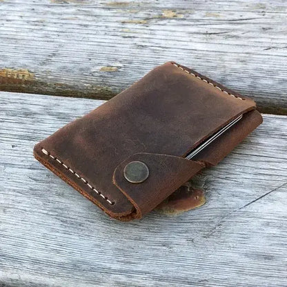 Vintage Leather Card Holder – Minimalist Wallet  LCW 04